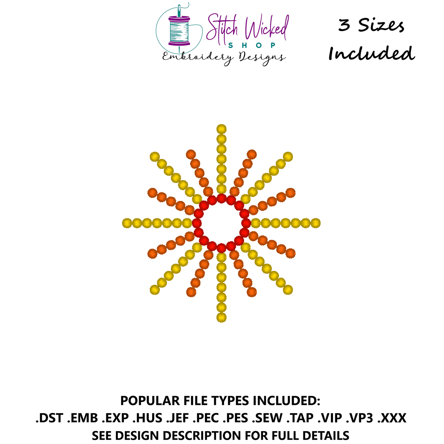 Sunburst Machine Embroidery Design