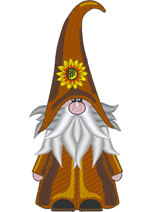 Gnome Machine Embroidery Design, Sunflower Hat