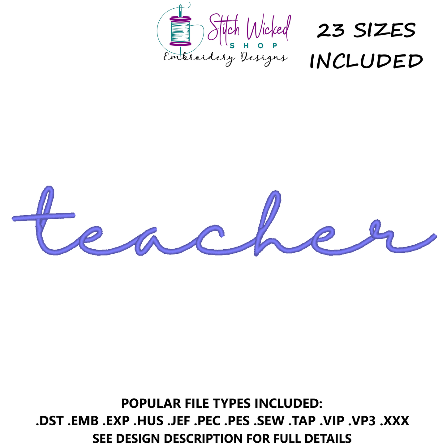 Teacher Script Sweatshirt Machine Embroidery Design