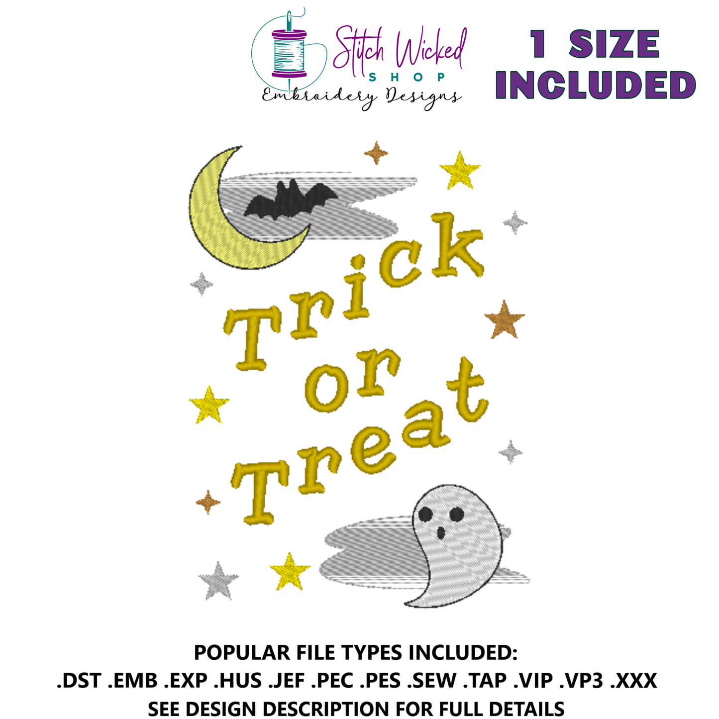 Trick or Treat Kitchen Tea Towel Machine Embroidery Design