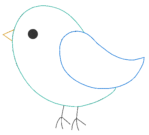 Bird Machine Embroidery Design, Simple Triple Stitch
