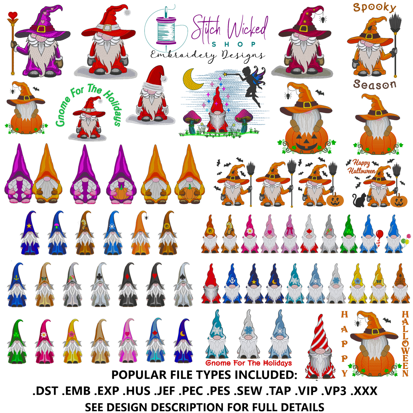 Gnome Design Bundle, 62 Gnome Machine Embroidery Designs