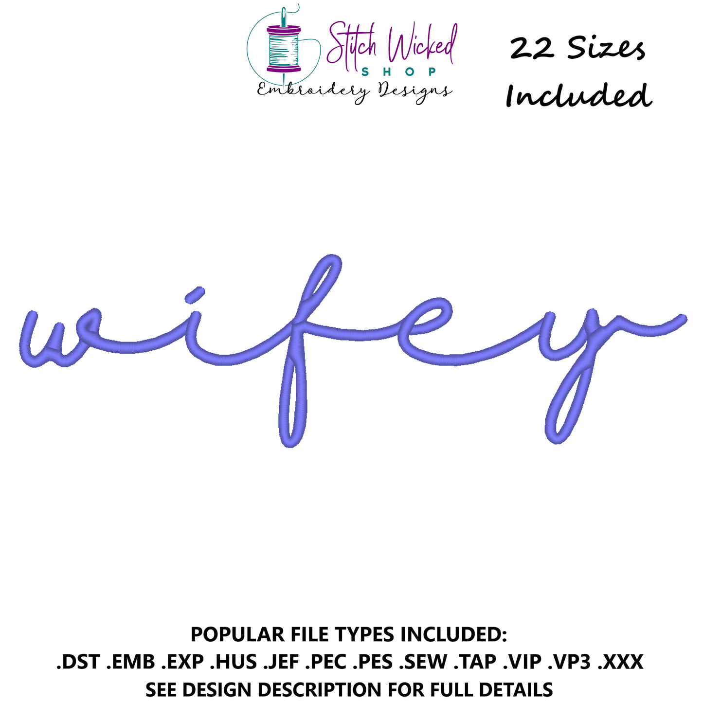 Wifey Script Sweatshirt Machine Embroidery Design