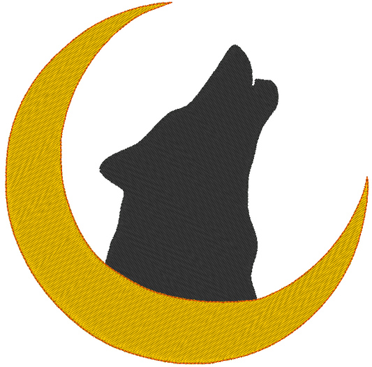 Moon With Wolf Silhouette Machine Embroidery Design