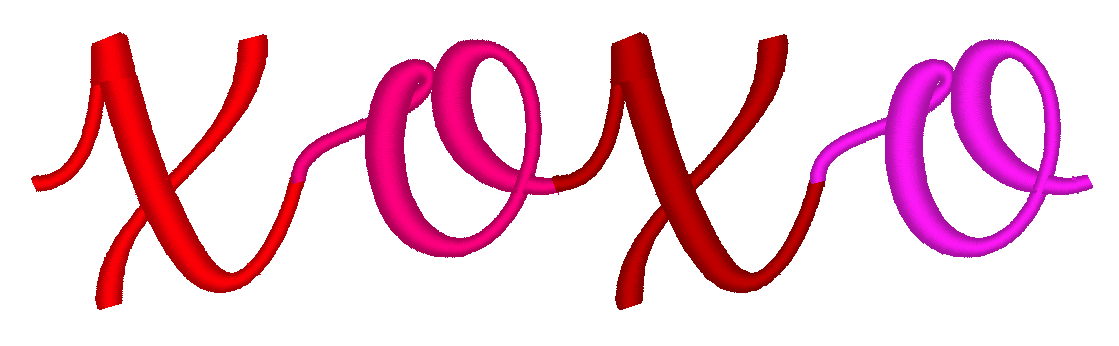XOXO Script Font Valentine's Day Machine Embroidery Design