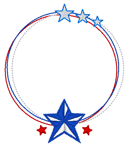 Patriotic Star Monogram Frame Circle Machine Embroidery Design