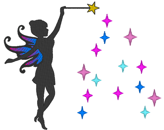 Fairy Silhouette Embroidery Design, Fairy Silhouette 1