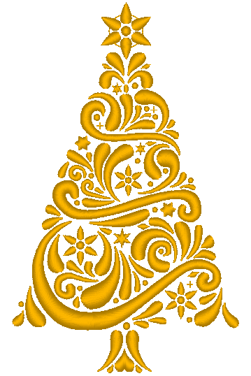Elegant Scrollwork Christmas Tree Machine Embroidery Design