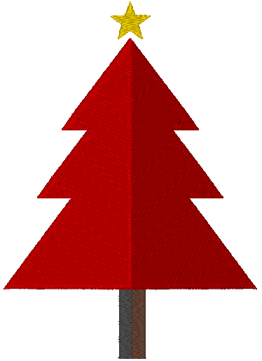 Rustic Country Christmas Tree With Star Embroidery Design