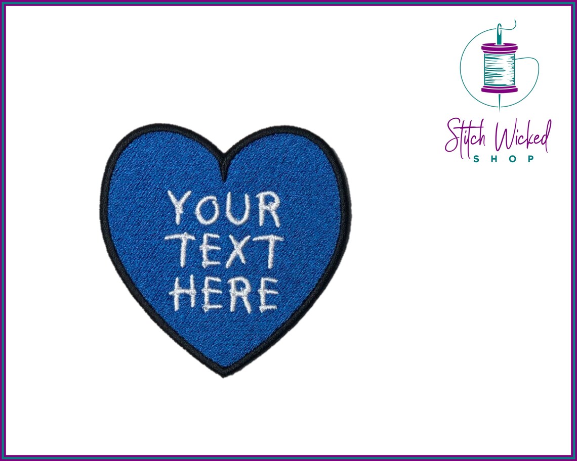 Blue Heart - Embroidered Iron on Patch