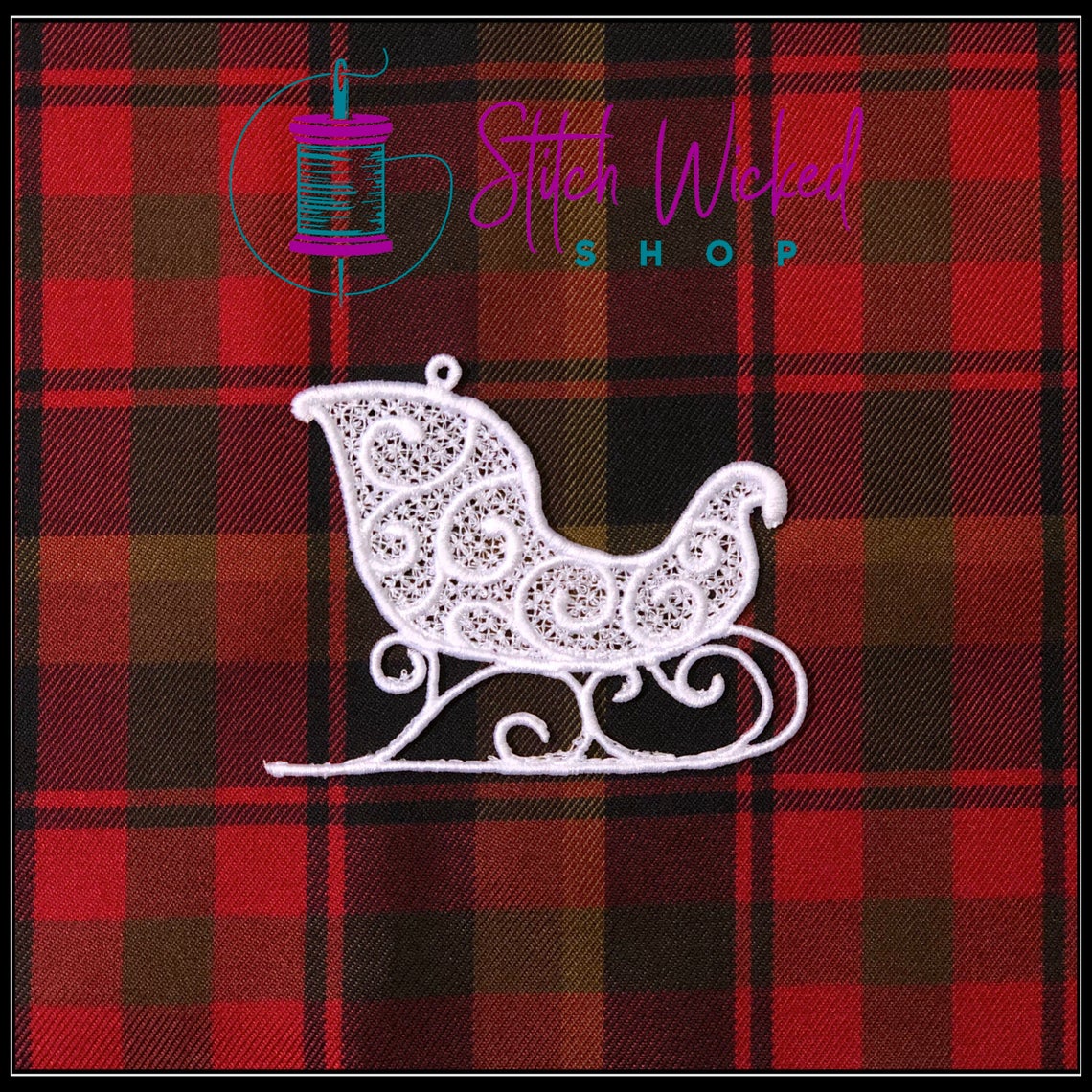 Lace Santa Sleigh Christmas Tree Decoration, Free Standing Lace Ornament - Stitch Wicked Shop