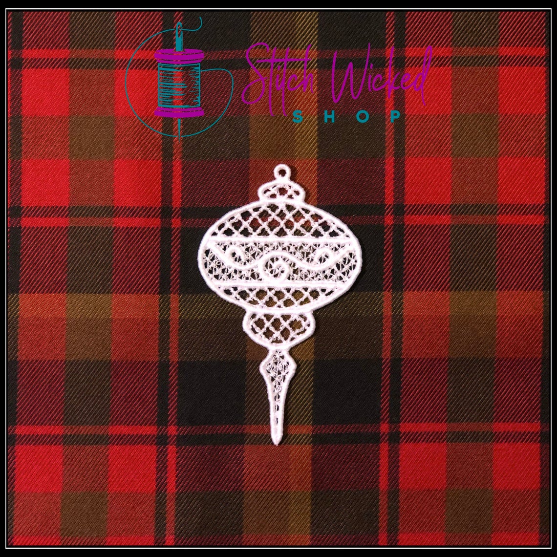 Lace Teardrop Ornament Christmas Tree Decoration, Free Standing Lace Ornament - Stitch Wicked Shop
