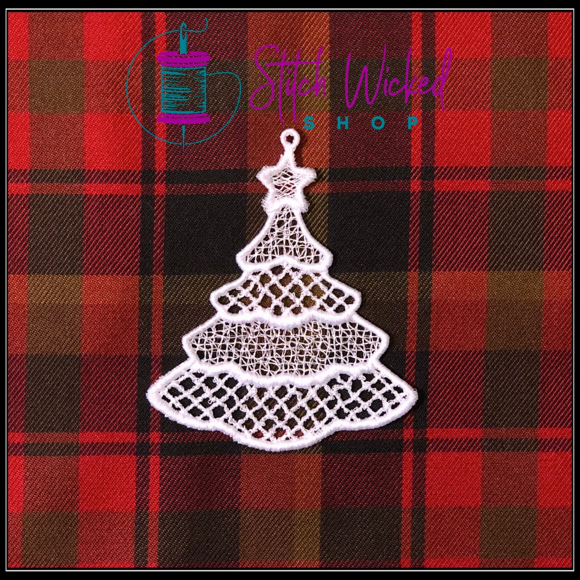 Lace Christmas Tree Decoration, Free Standing Lace Ornament - Stitch Wicked Shop