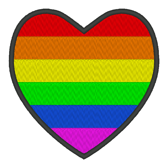 Rainbow Pride Flag Heart Embroidery Design, Heart Pride Flag Patch, 7 Sizes Included