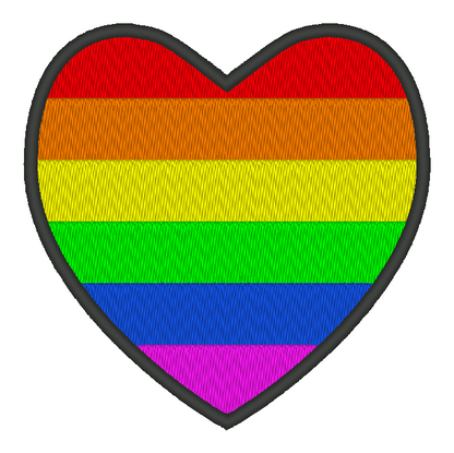 Rainbow Pride Flag Heart Embroidery Design, Heart Pride Flag Patch, 7 Sizes Included