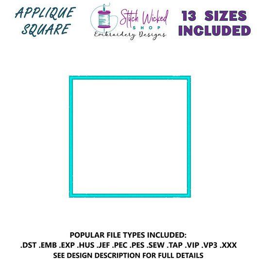 Square Applique Machine Embroidery Design - Stitch Wicked Shop