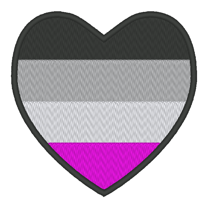 Asexual Pride Flag Heart Embroidery Design, Heart Pride Flag Patch, 7 Sizes Included