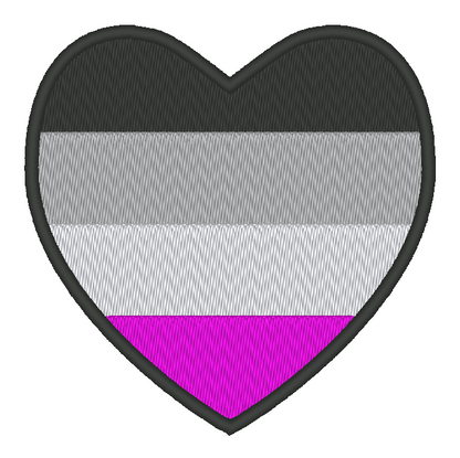 Asexual Pride Flag Heart Embroidery Design, Heart Pride Flag Patch, 7 Sizes Included