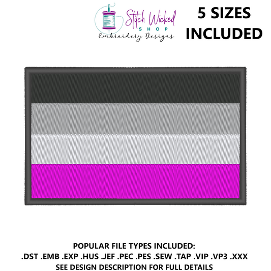 Asexual Pride Flag Machine Embroidery Design, LGBTQ Pride Flag