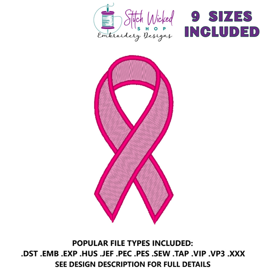 Awareness Ribbon Machine Embroidery Design - Stitch Wicked Shop