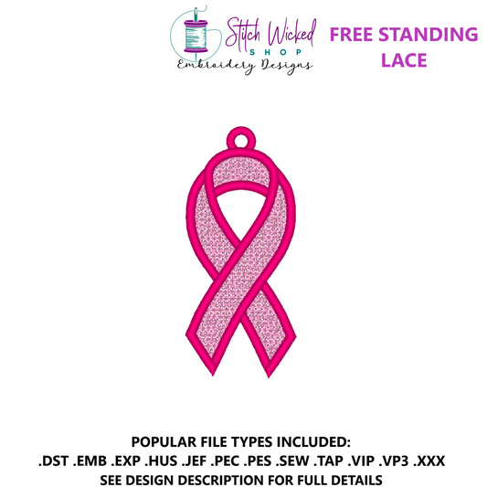 Awareness Ribbon Free Standing Lace Embroidery Design