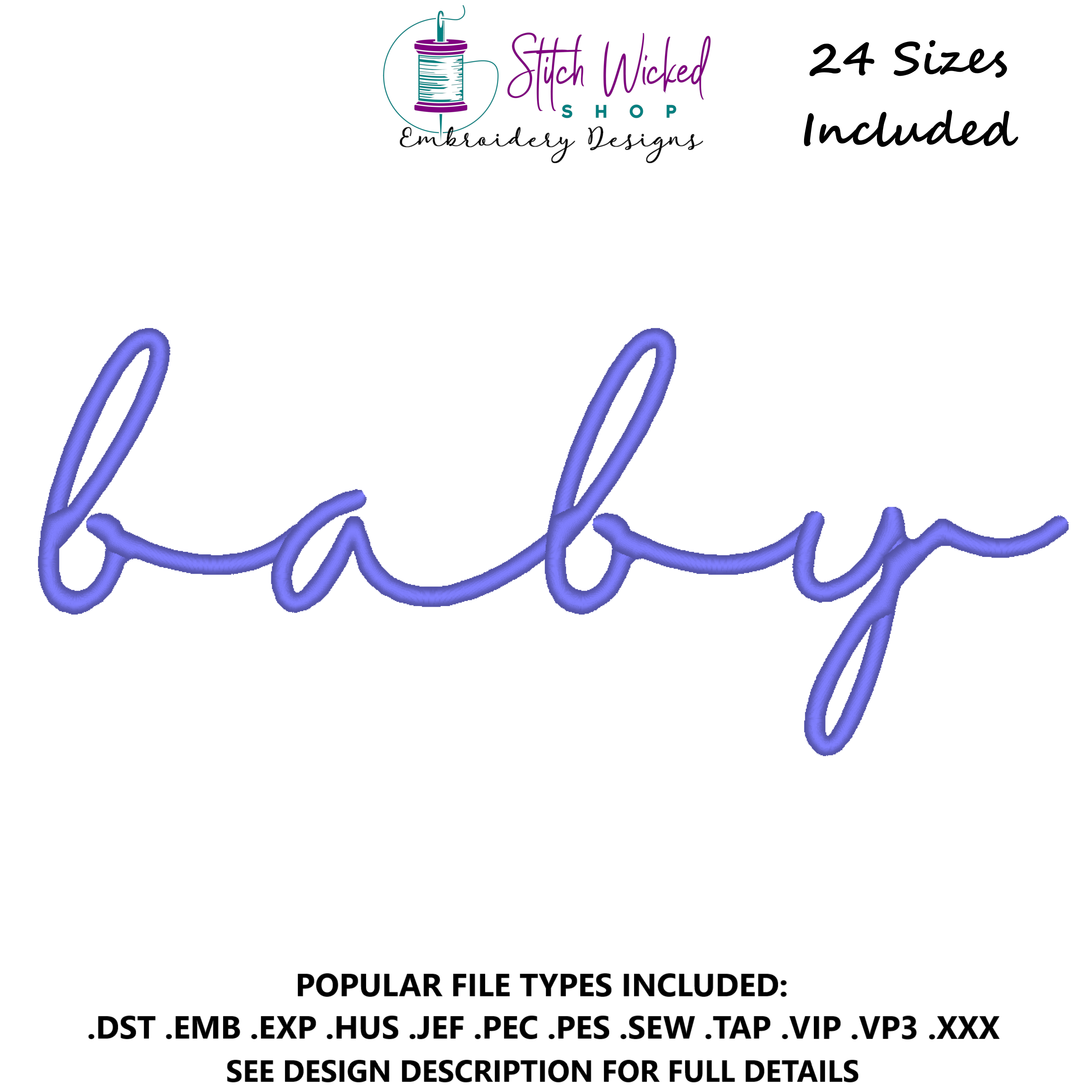 Shay Baby Script Baby Script Sweatshirt Embroidery Design – Stitch Wicked Shop