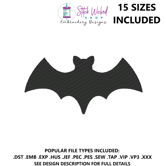 Bat Silhouette Halloween Embroidery Design
