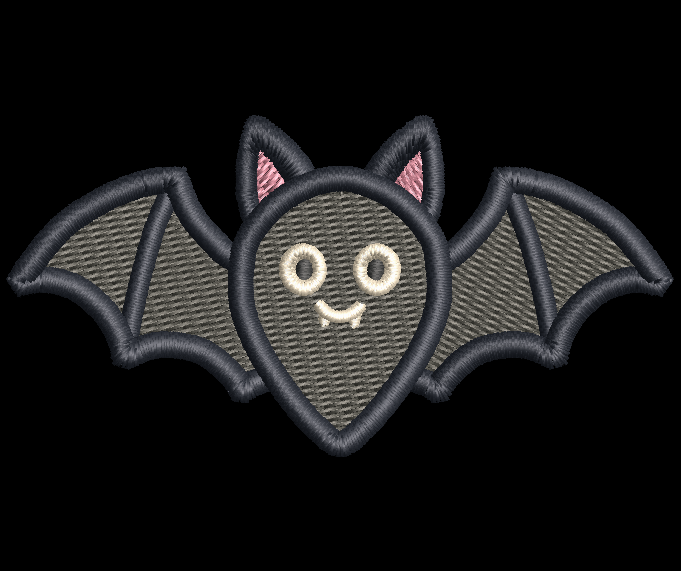 Cute Black Bat Halloween Embroidery Design, 10 Sizes