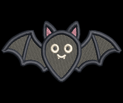 Cute Black Bat Halloween Embroidery Design, 10 Sizes