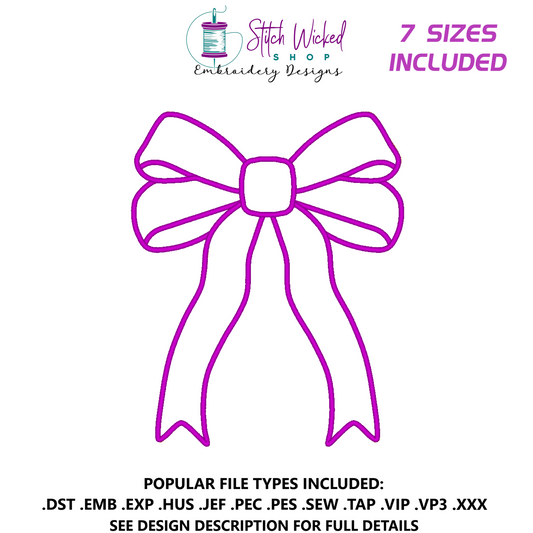 Side Bow Applique Sweatshirt Embroidery Design