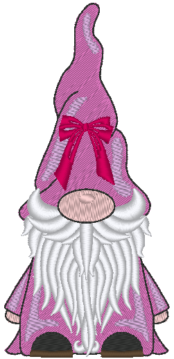 Gnome Machine Embroidery Design, Gnome with Hat Bow