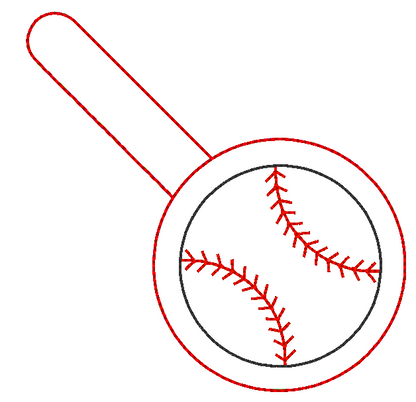 Baseball Key Fob Machine Embroidery Design, ITH Key Fob