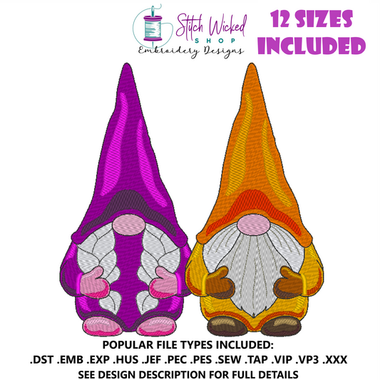 Boy and Girl Gnomes Machine Embroidery Design (Combined Designs)