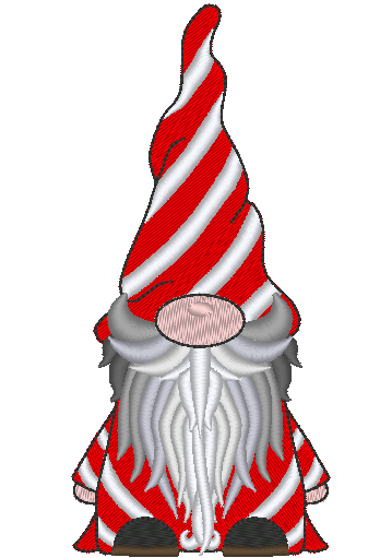 Candy Cane Gnome Machine Embroidery Design