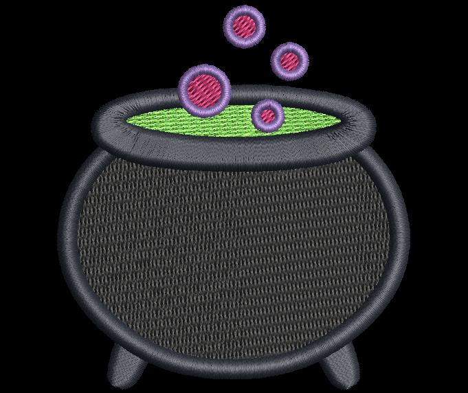 Cute Witch's Cauldron Halloween Embroidery Design, 10 Sizes
