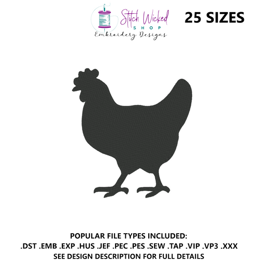 Chicken Silhouette Machine Embroidery Design