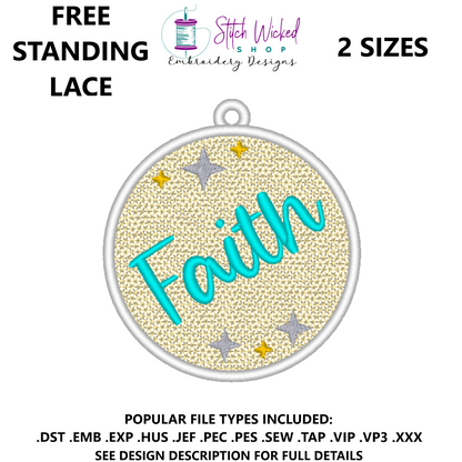 Free Standing Lace Christmas Ball Ornament Machine Embroidery Design, FSL Faith Decoration