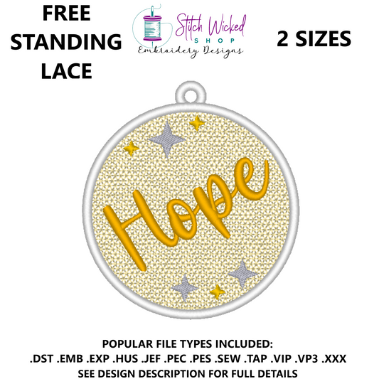 Free Standing Lace Christmas Ball Ornament Machine Embroidery Design, FSL Hope Decoration
