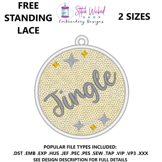 Free Standing Lace Christmas Ball Ornament Machine Embroidery Design, FSL Jingle Decoration