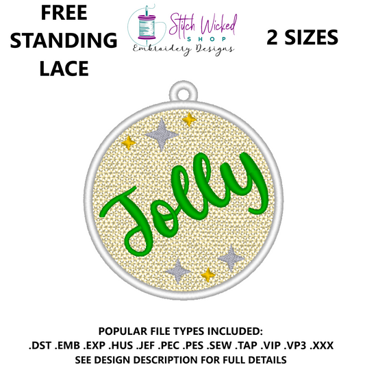 Free Standing Lace Christmas Ball Ornament Machine Embroidery Design, FSL Jolly Decoration