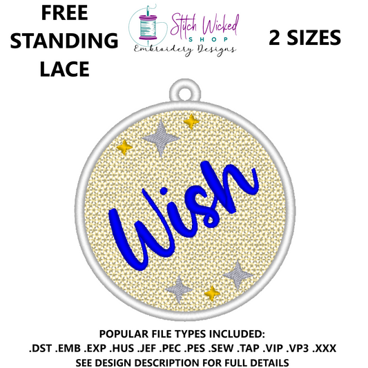 Free Standing Lace Christmas Ball Ornament Machine Embroidery Design, FSL Wish Decoration
