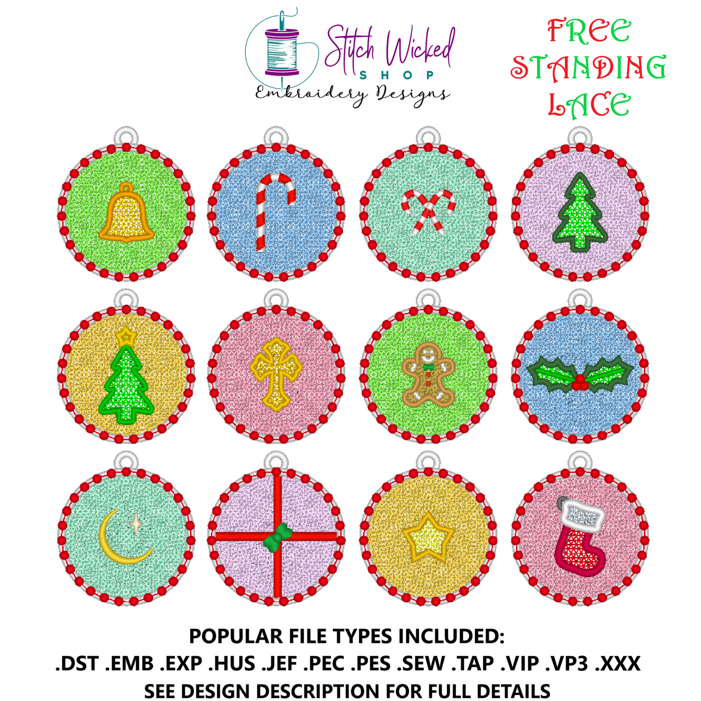 Free Standing Lace Ball Ornament Design Bundle, FSL Christmas Decorations