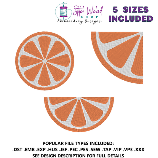 Citrus Slice Machine Embroidery Design Bundle, Orange And Lime Fruit Design