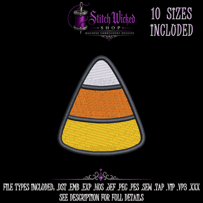 Cute Candy Corn Halloween Embroidery Design, 10 Sizes