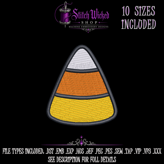Cute Candy Corn Halloween Embroidery Design, 10 Sizes