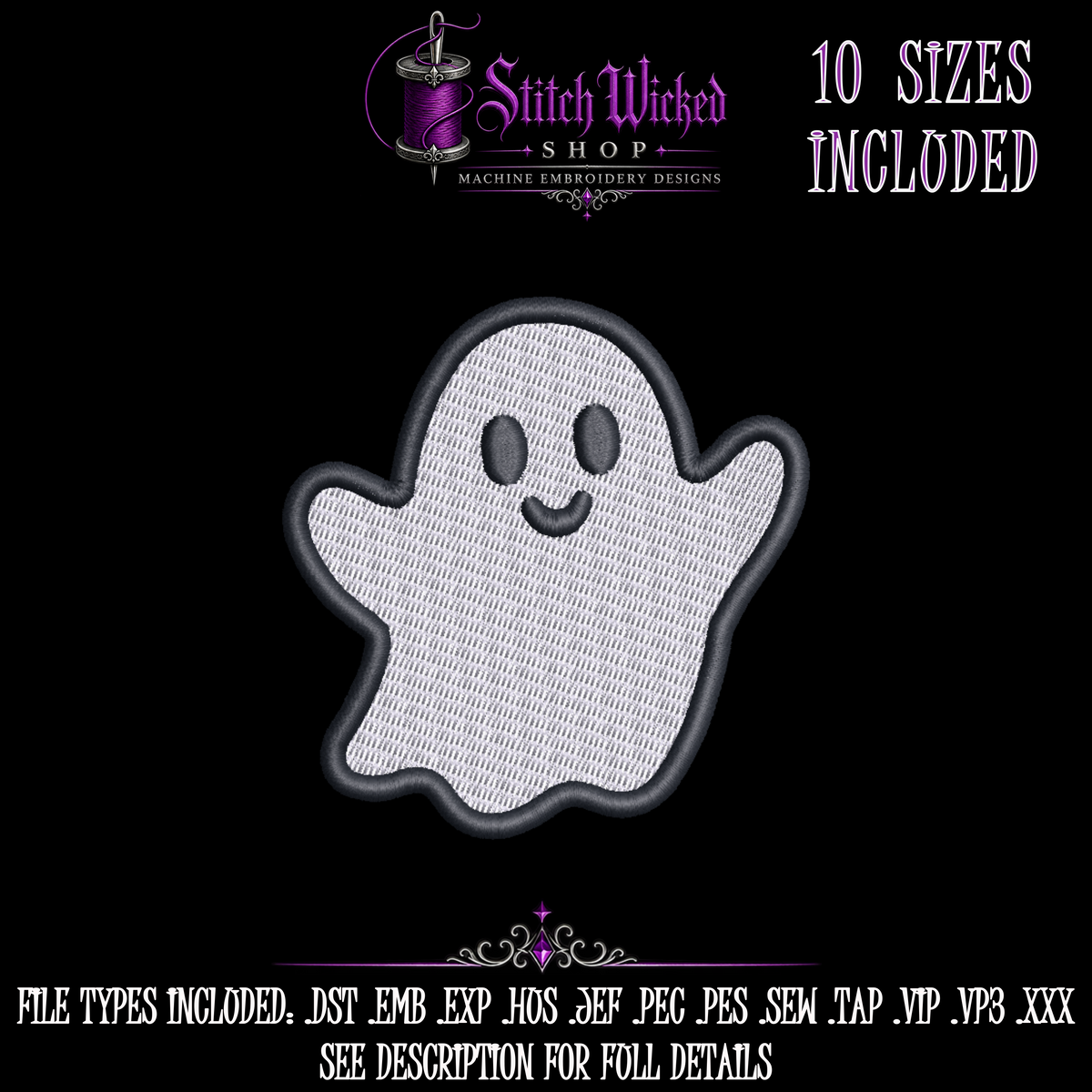 Cute Haunted Halloween Embroidery Design Bundle, 15 Designs With 10 Sizes