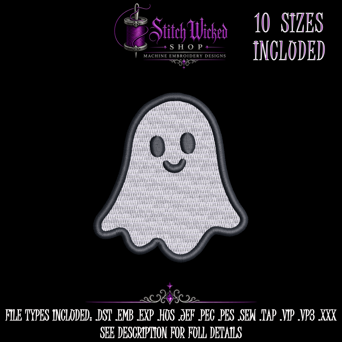 Cute Haunted Halloween Embroidery Design Bundle, 15 Designs With 10 Sizes