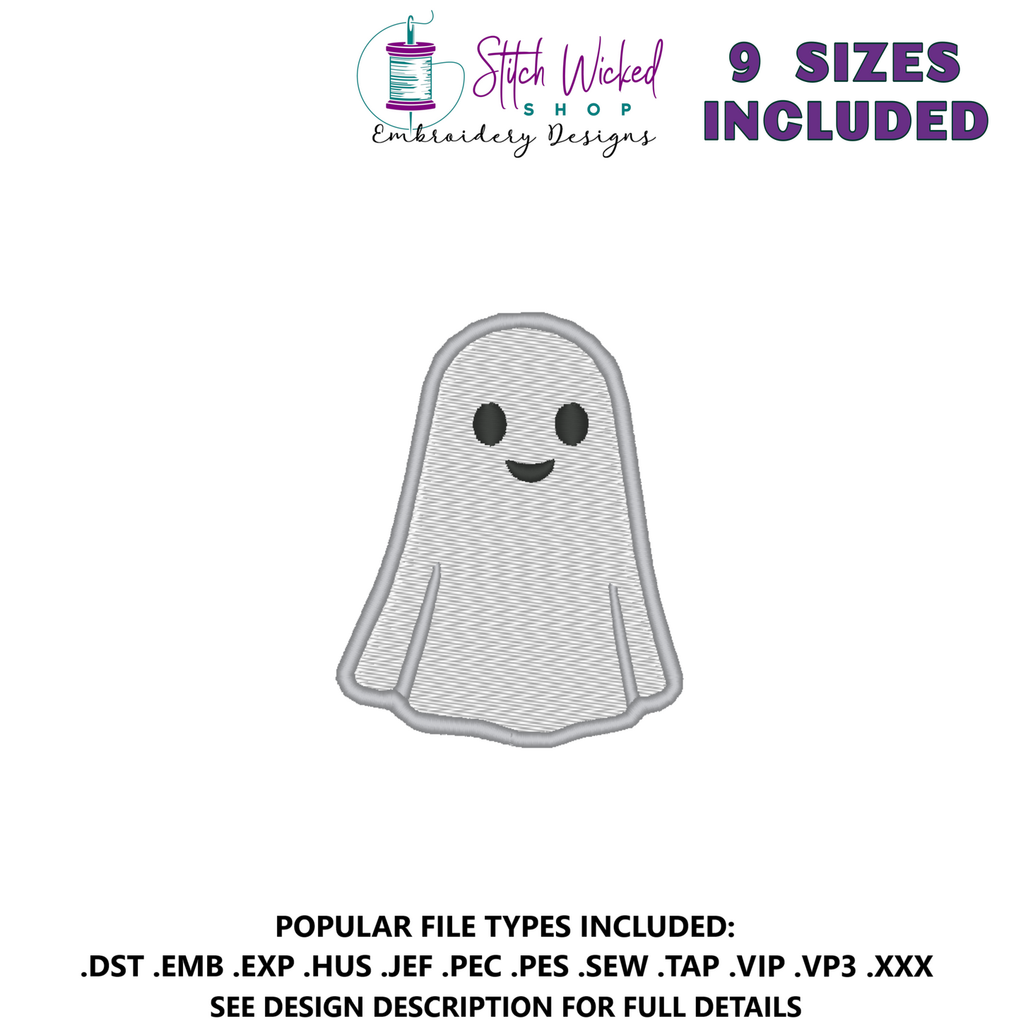 Cute Halloween Ghosts Embroidery Design Bundle