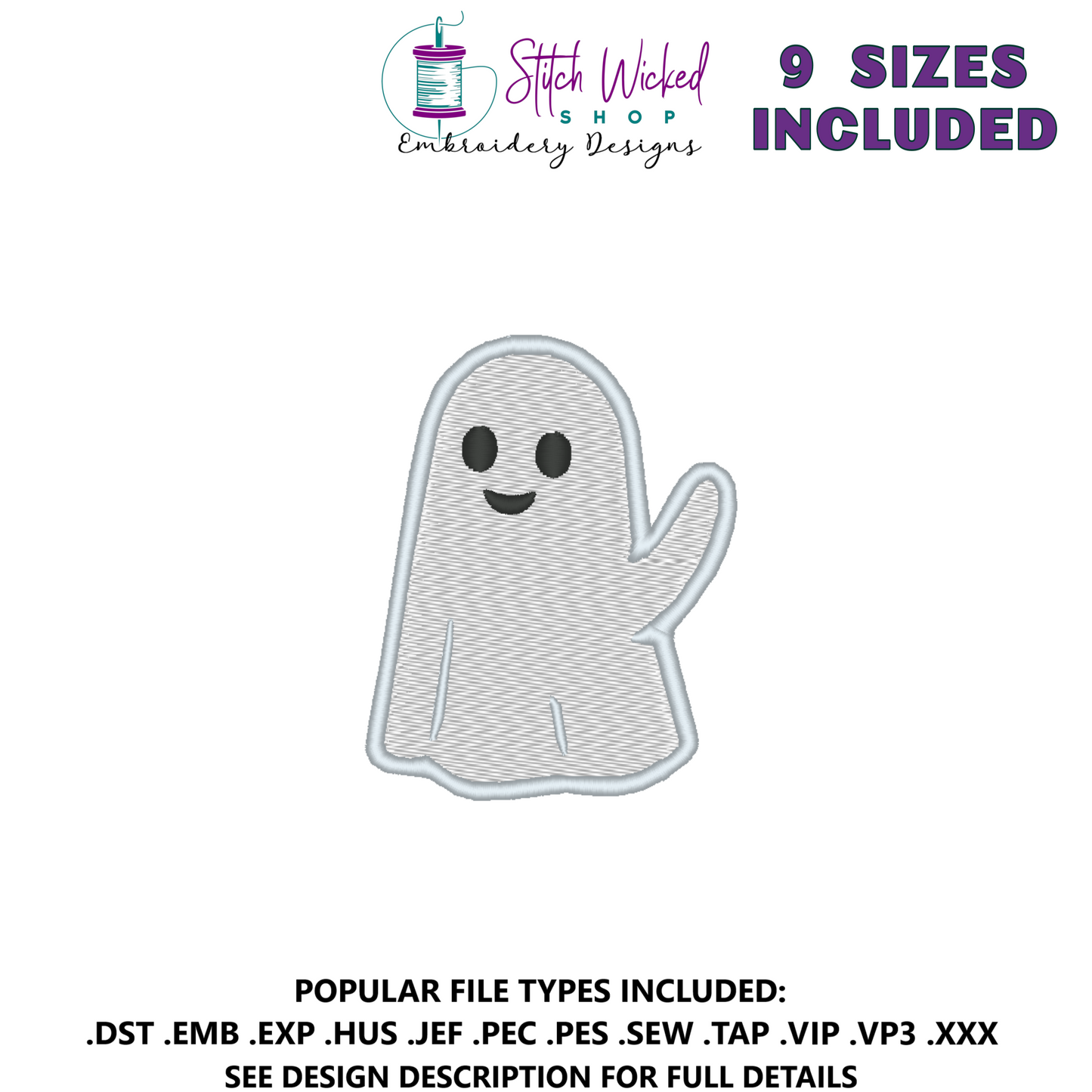 Cute Halloween Ghosts Embroidery Design Bundle