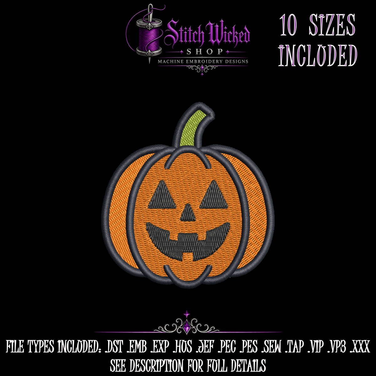 Cute Haunted Halloween Embroidery Design Bundle, 15 Designs With 10 Sizes